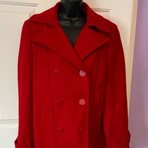 New York & Company red wool pea coat